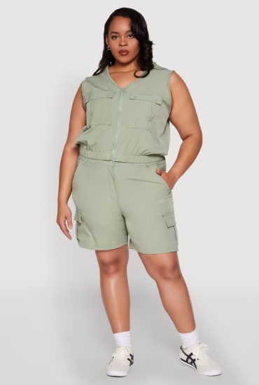 Plus Size High Waisted Cargo Shorts