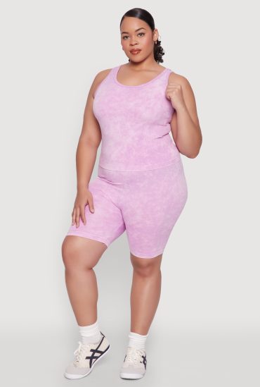Plus Size Mineral Wash Seamless Biker Shorts