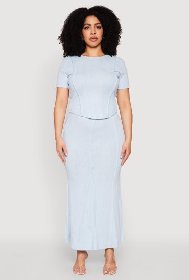 Plus Size Mineral Wash Mermaid Skirt
