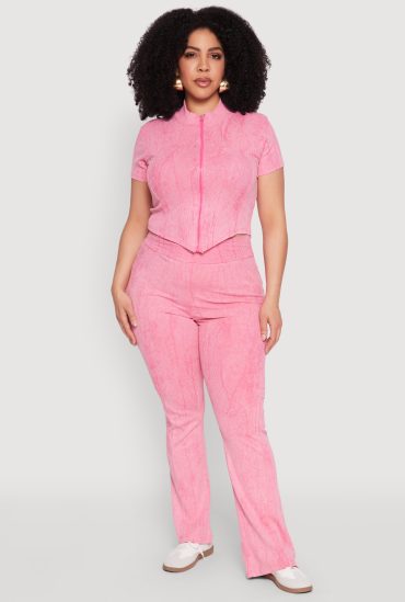 Plus Size Mineral Wash Boot Cut Pants