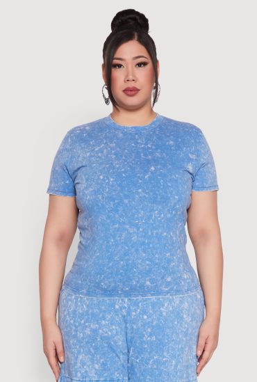 Plus Size Mineral Wash Short Sleeve Tee