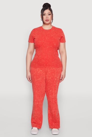 Plus Size Mineral Wash Pintuck Pants