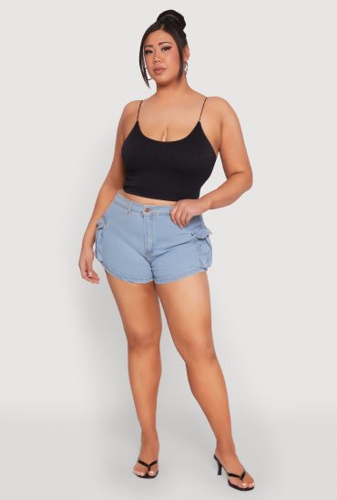 Plus Size Daisy Denim Cargo Shorts