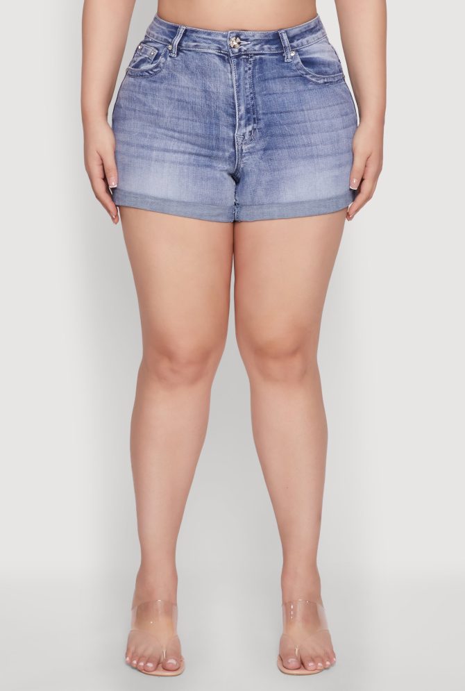 Plus Size WAX Denim Whiskered Shorts - Image 5