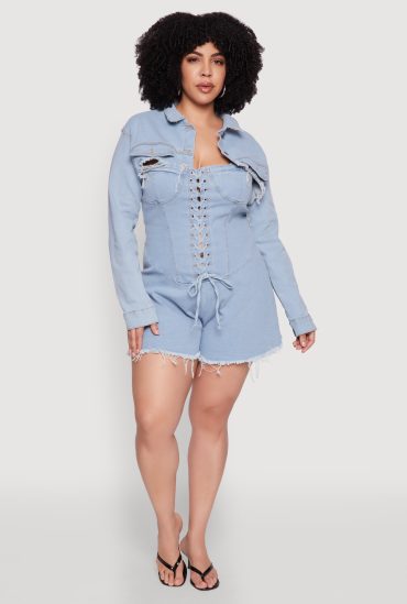 Plus Size Daisy Distressed Bolero Jean Jacket