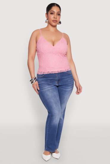 Plus Size Lace Overlay Cami