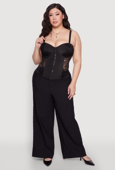 Plus Size Zip Up Lace Bustier Top
