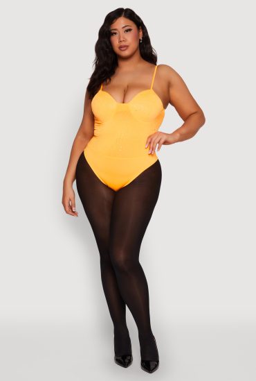 Plus Size Rhinestone Bustier Bodysuit
