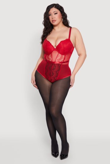 Plus Size Lace Detail Bustier Bodysuit