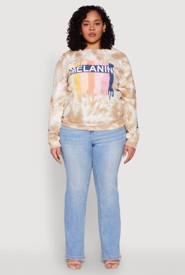 Plus Size Mineral Wash Melanin Graphic Sweatshirt