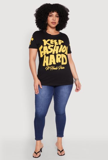 Plus Size Keep Fashion Hard Graphic T Shirt