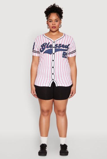 Plus Size Blessed 99 Graphic Baseball Shirt