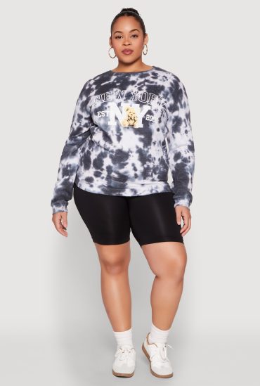 Plus Size Mineral Wash New York Graphic Sweatshirt
