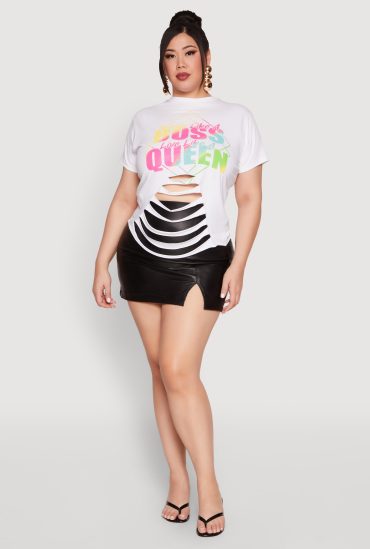 Plus Size Laser Cut Boss Queen Graphic Tee