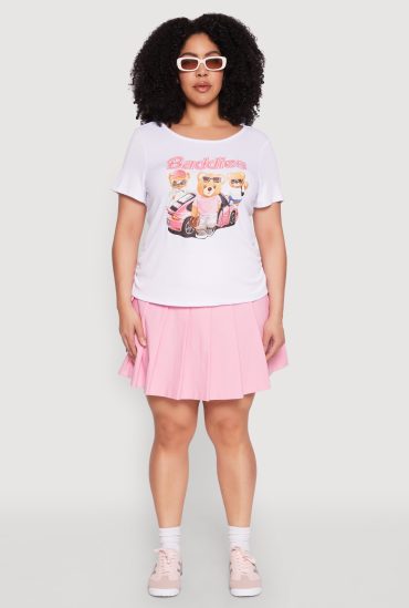 Plus Size Ribbed Knit Baddies Graphic Tee