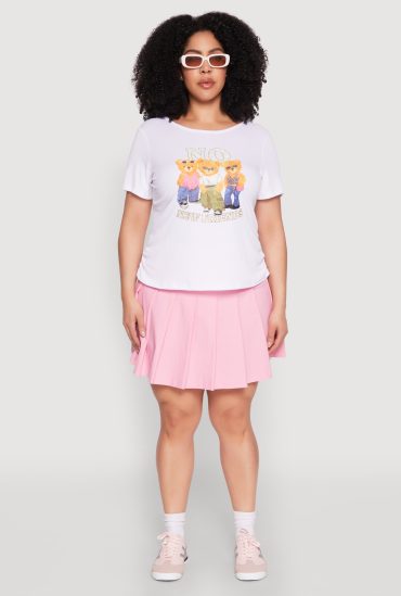 Plus Size Rib Knit No New Friends Graphic Tee