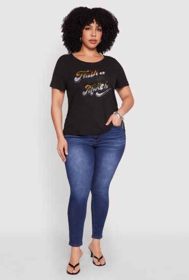 Plus Size Faith It 3D Foil Graphic Tee