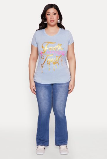 Plus Size Mineral Wash Faith Graphic Tee