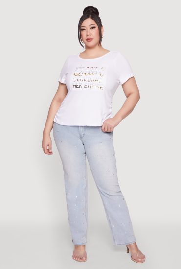 Plus Size Just A Queen 3D Foil Graphic Tee