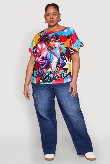 Plus Size Blessed Queen Graphic Tee