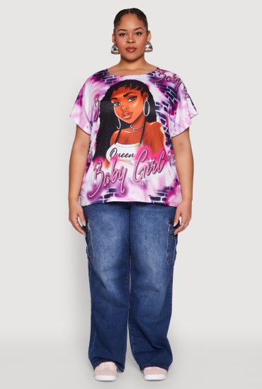 Plus Size Baby Girl Graphic Print Tee