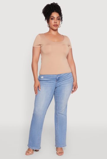 Plus Size Daisy Classic Fit Solid Scoop Neck T-Shirt