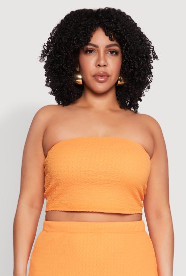 Plus Size Textured Knit Tube Top