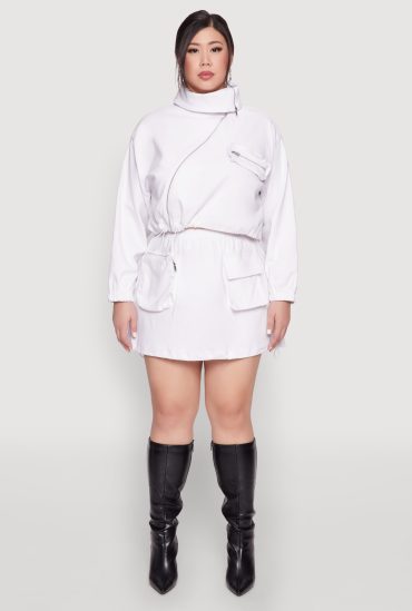 Plus Size Hyperstretch Cargo Pocket Mini Skirt