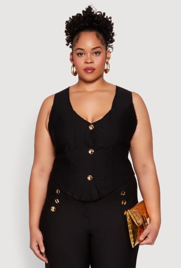 Plus Size Cropped Corset Detail Vest