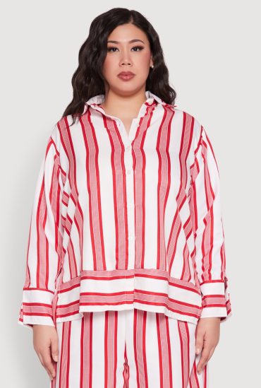 Plus Size Spoon Jeans Button Front Shirt