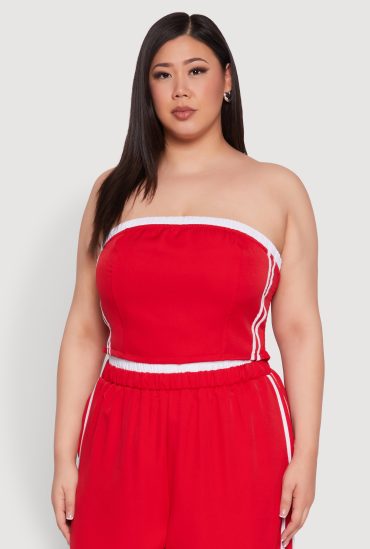 Plus Size Varsity Stripe Tube Top