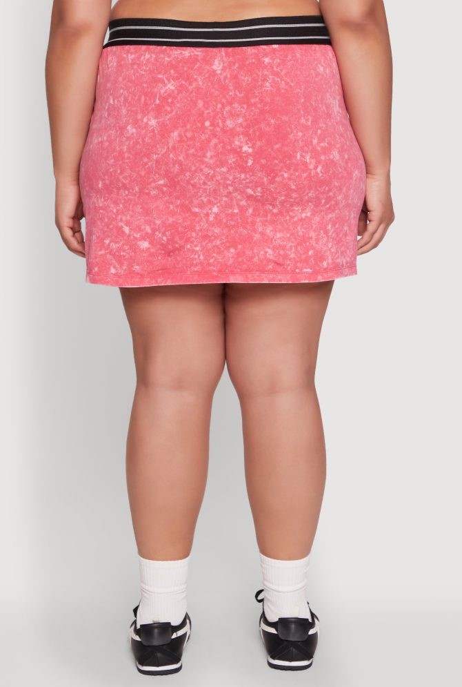 Plus Size Varsity Stripe Waistband Mineral Wash Graphic Skirt - Image 5