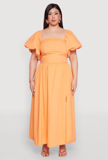 Plus Size Poplin Maxi Skirt