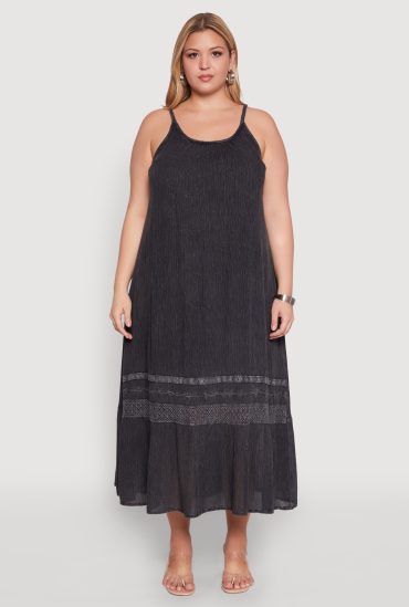 Plus Size Ruffle Trim Maxi Dress