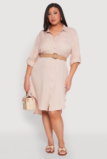 Plus Size High Low Shirt Dress