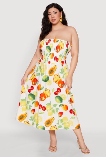 Plus Size Almost Famous Assorted Fruit Sleeveless Sundress