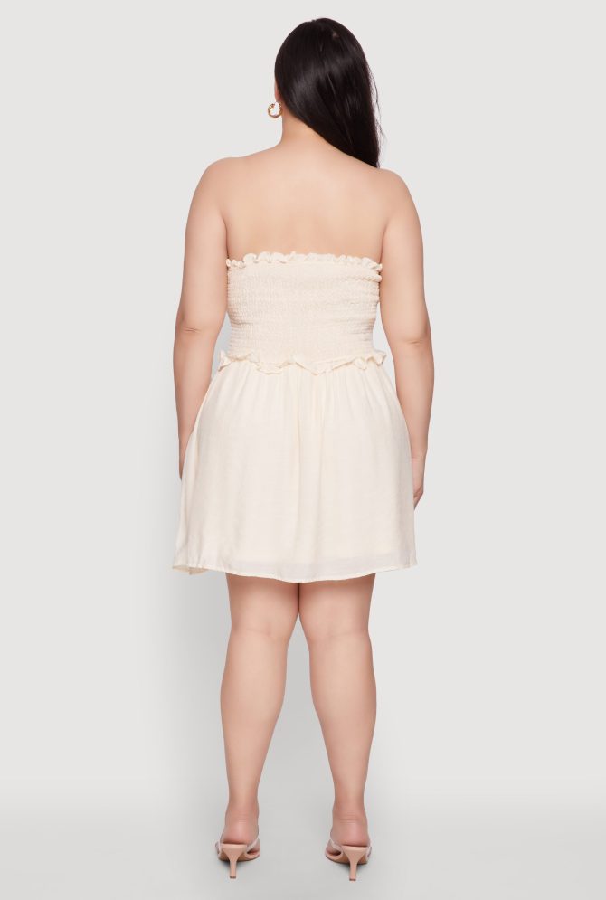 Plus Size Gauze Knit Smocked Mini Dress - Image 5