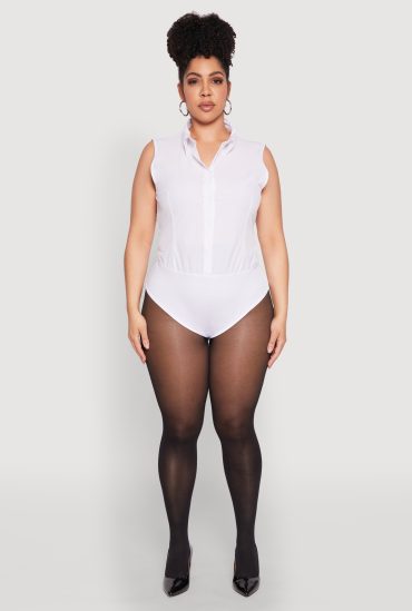 Plus Size Daisy Sleeveless Button Front Bodysuit