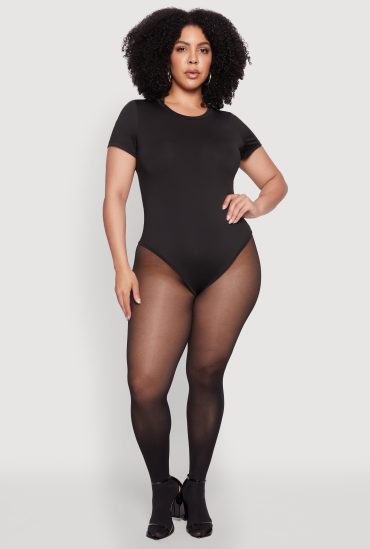 Plus Size Daisy Crew Neck Short Sleeve Bodysuit