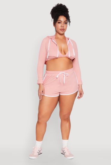 Plus Size Contrast Trim Dolphin Shorts