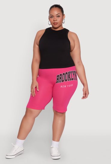 Plus Size Brooklyn New York Biker Shorts