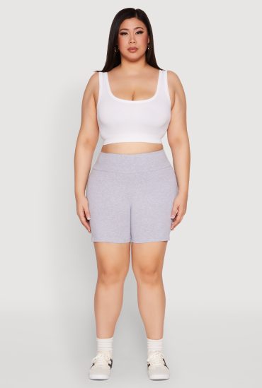 Plus Size Seamless High Waisted Biker Shorts