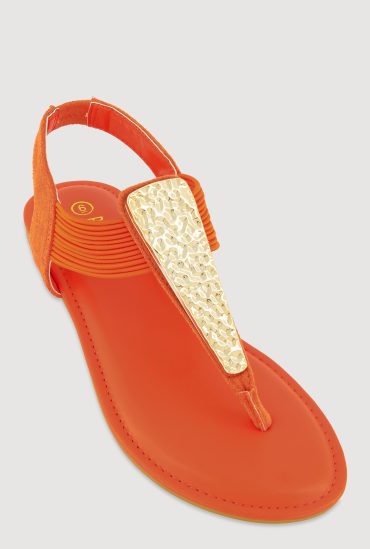 Textured Metallic Pendant Corded Thong Sandals