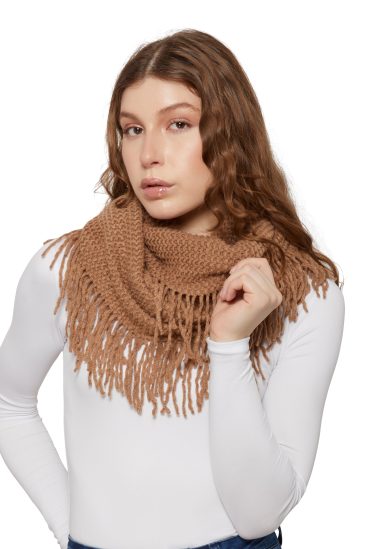 Fringe Knitted Infinity Scarf