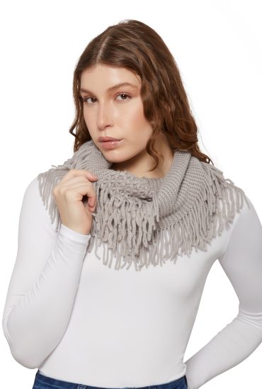 Knitted Fringe Infinity Scarf