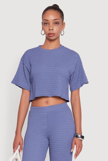 Textured Knit Boxy Crop Top
