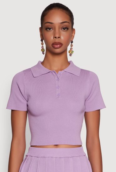 Daisy Classic Fit Short Sleeve Cropped Polo Shirt