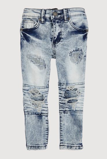 Toddler Boys Mineral Wash Distressed Moto Jeans