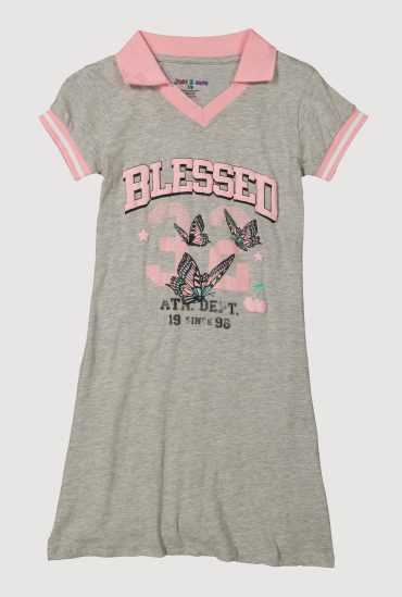 Girls Varsity Stripe Blessed Graphic Dress