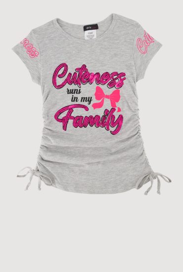 Little Girls Cuteness Runs In My Family Sequin T-Shirt